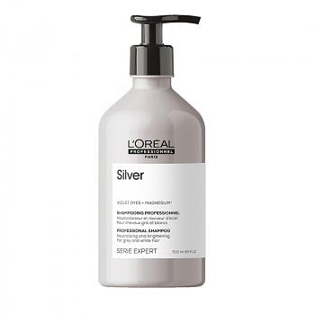L'OREAL SERIE EXPERT SILVER SHAMPOO 500 ml - Shampoo per capelli grigi e bianchi. Neutralizza i riflessi gialli indesiderati.