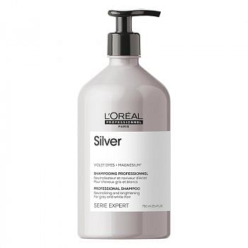 L'OREAL SERIE EXPERT SILVER SHAMPOO 750 ml - Shampoo per capelli grigi e bianchi. Neutralizza i riflessi gialli indesiderati.