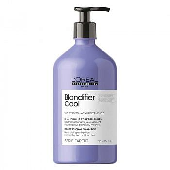 L'OREAL SERIE EXPERT BLONDIFIER COOL SHAMPOO 750 ml - Shampoo per capelli biondi. Neutralizza i riflessi gialli dei capelli biondi. 
