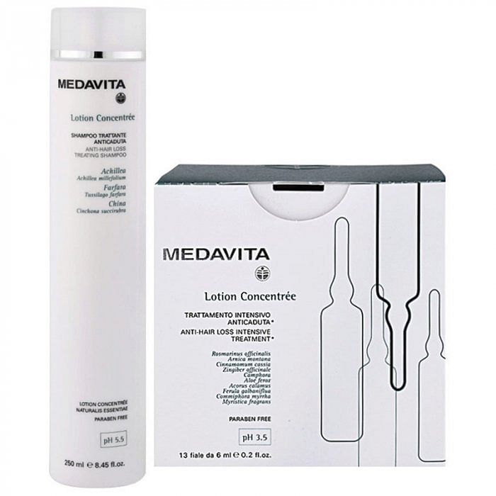 MEDAVITA KIT LOTION CONCENTREE SHAMPOO 250 ml E FIALE ANTICADUTA 13 fl x 6 ml