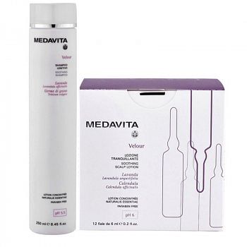 MEDAVITA - KIT VELOUR SHAMPOO 250 ml E FIALE TRANQUILLANTE 12 fl x 6 ml / 0.20 Fl.Oz